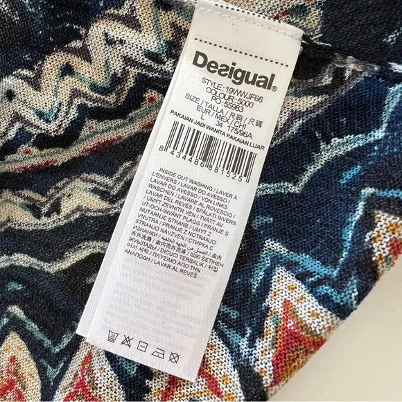 Desigual Open Lightweight Cardigan Sweater Drape Waterfall Top Rhinestone Large