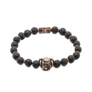 Dog Charm Lava Rock Stone Beaded Bracelet