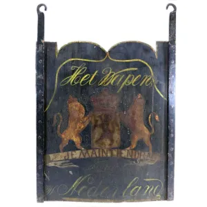 Dutch Painted Wrought Iron Het Wapen Royal Coat of Arms Building Sign