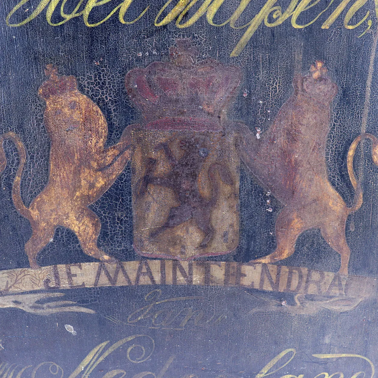 Dutch Painted Wrought Iron Het Wapen Royal Coat of Arms Building Sign