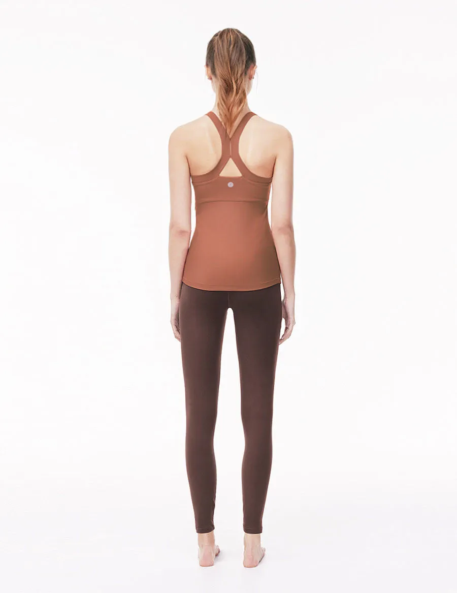 easyoga LA-VEDA U-Shirred Tank13 - R37 Cedar Red