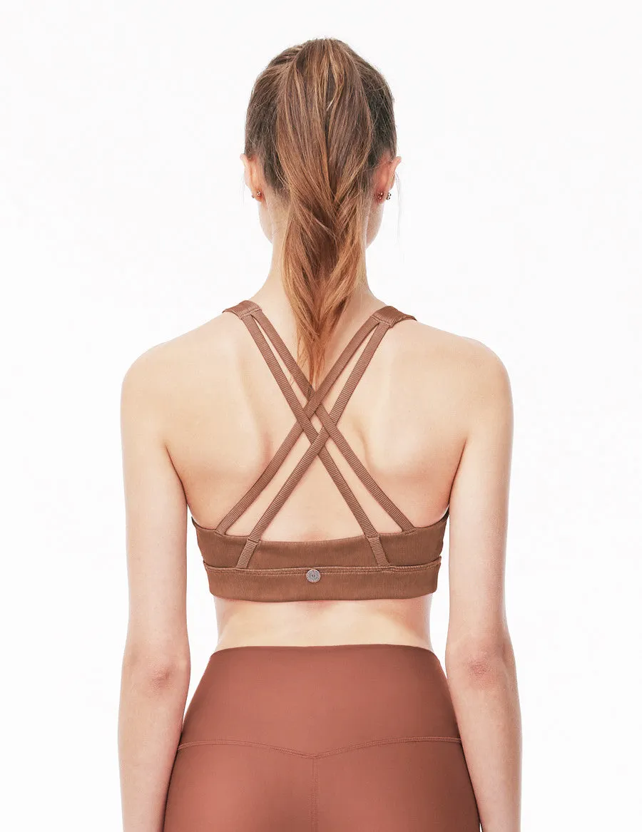easyoga LA-VEDA Vintage Rib Bra - R37 Cedar Red