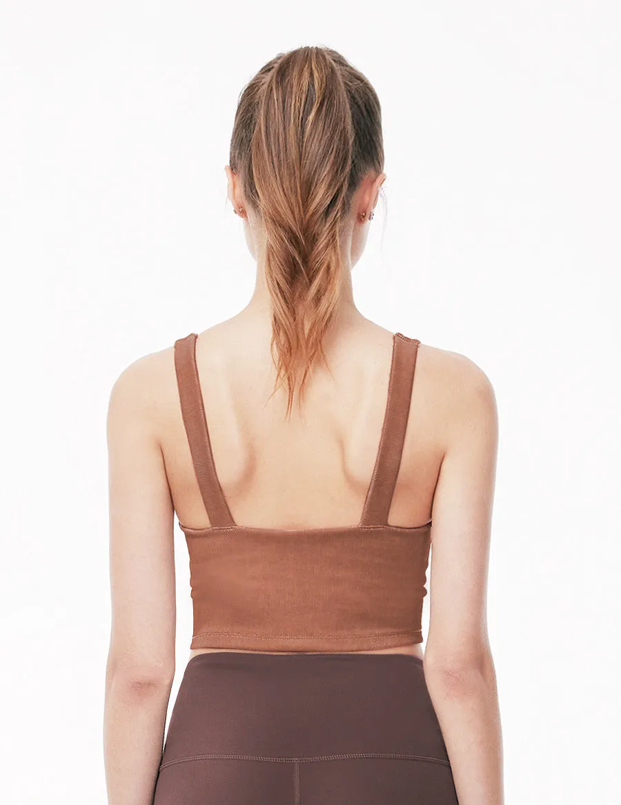 easyoga LA-VEDA Vintage Rib Cropped Tank - R37 Cedar Red