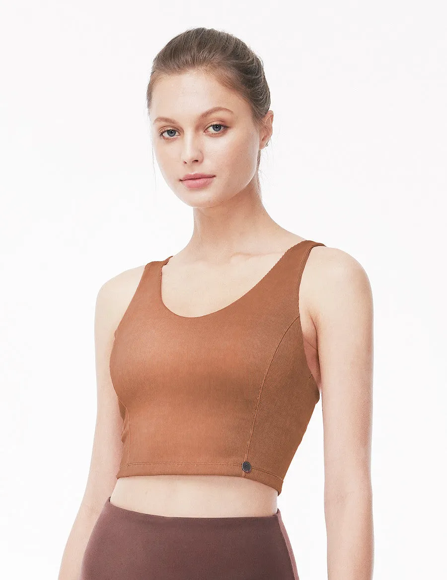 easyoga LA-VEDA Vintage Rib Cropped Tank - R37 Cedar Red