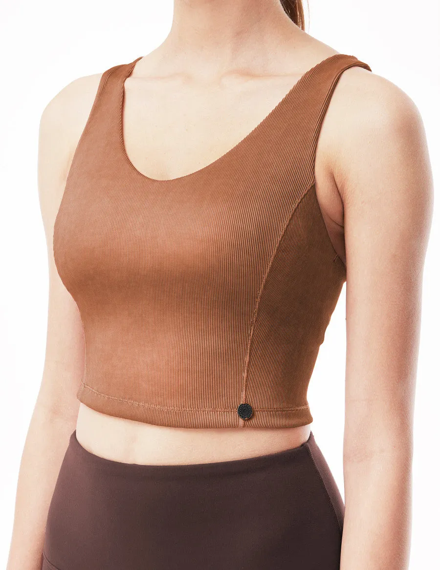 easyoga LA-VEDA Vintage Rib Cropped Tank - R37 Cedar Red