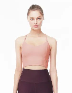 easyoga LESPIRO V-Neck Cross Back Cropped Tank - O04 Salmon