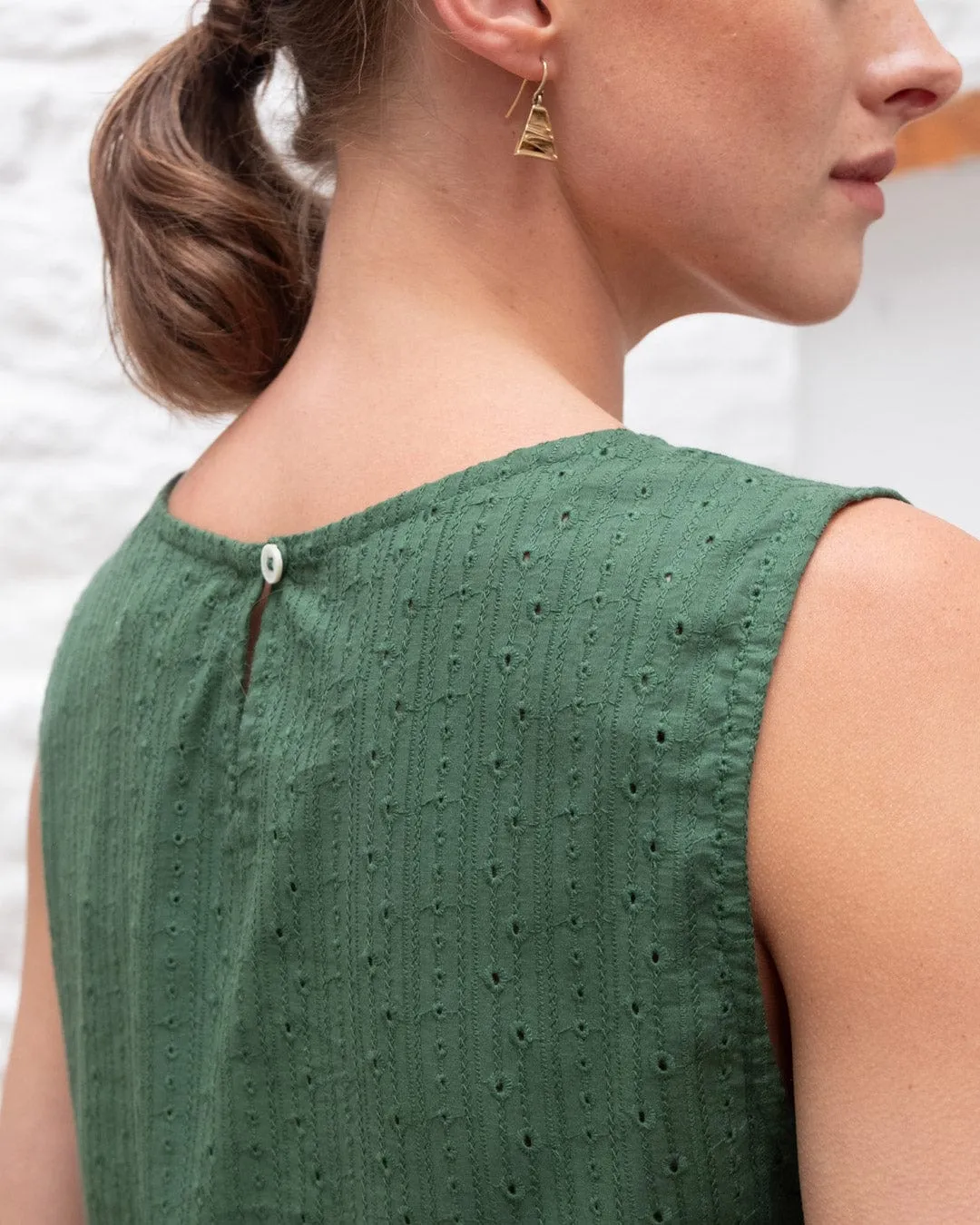 Elaine Cotton Day Dress | Forest Green
