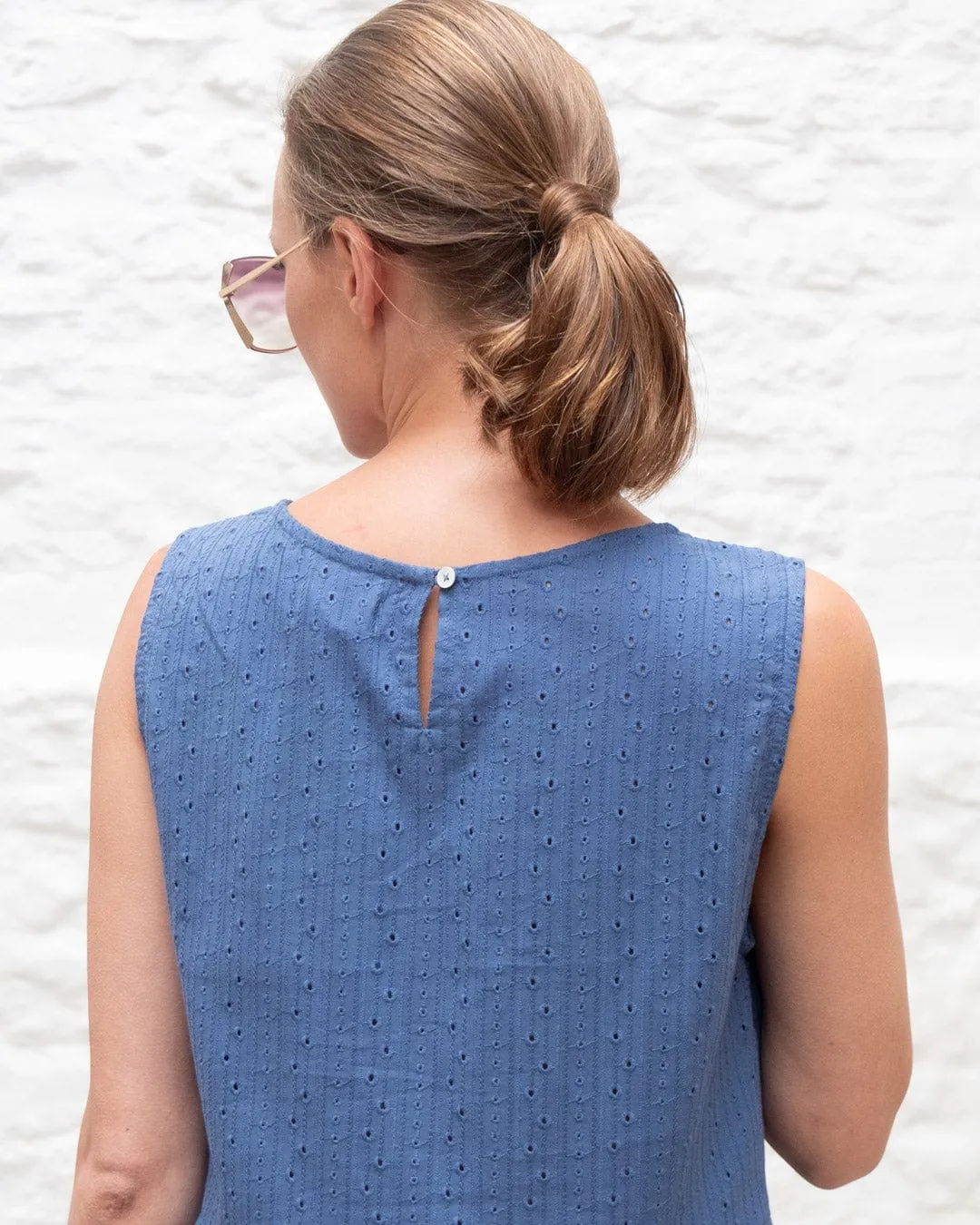 Elaine Cotton Day Dress | Med Blue