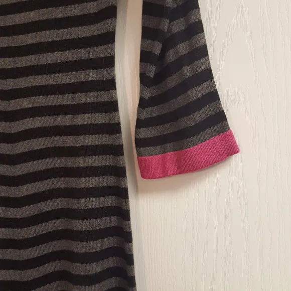 Eliza J Black Gray Pink Striped Sweater Dress