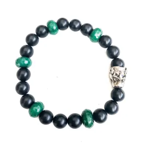 Emerald & Black Onyx Sterling Dragon Bracelet