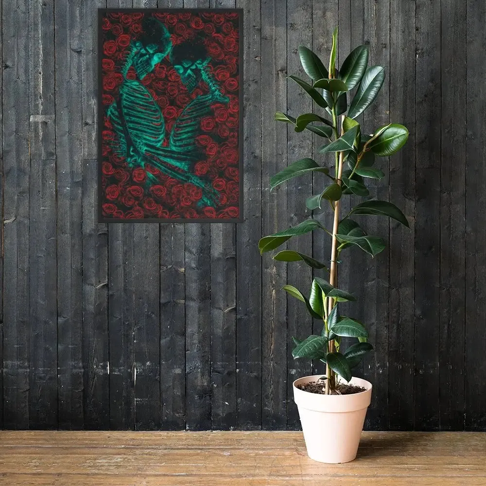 Eternal Embrace – Skeletons in Love Framed Poster