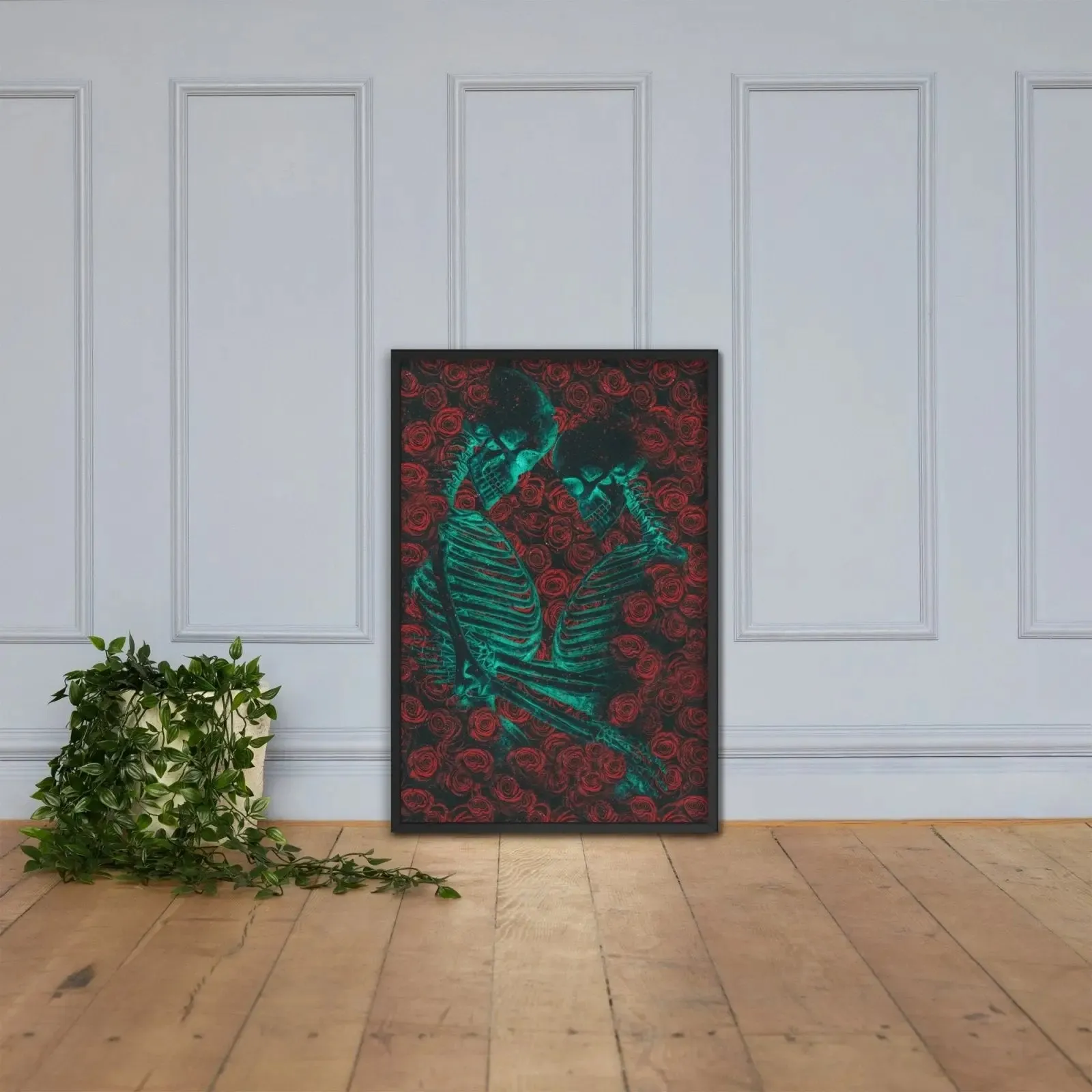 Eternal Embrace – Skeletons in Love Framed Poster
