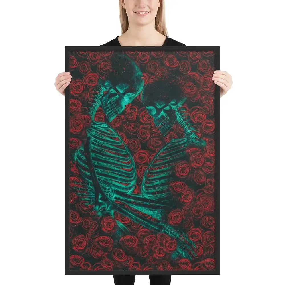 Eternal Embrace – Skeletons in Love Framed Poster