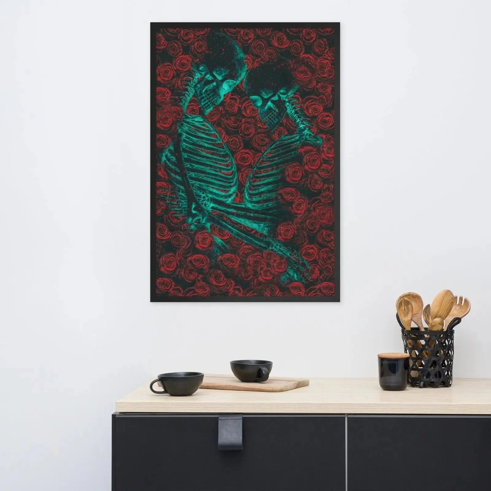 Eternal Embrace – Skeletons in Love Framed Poster