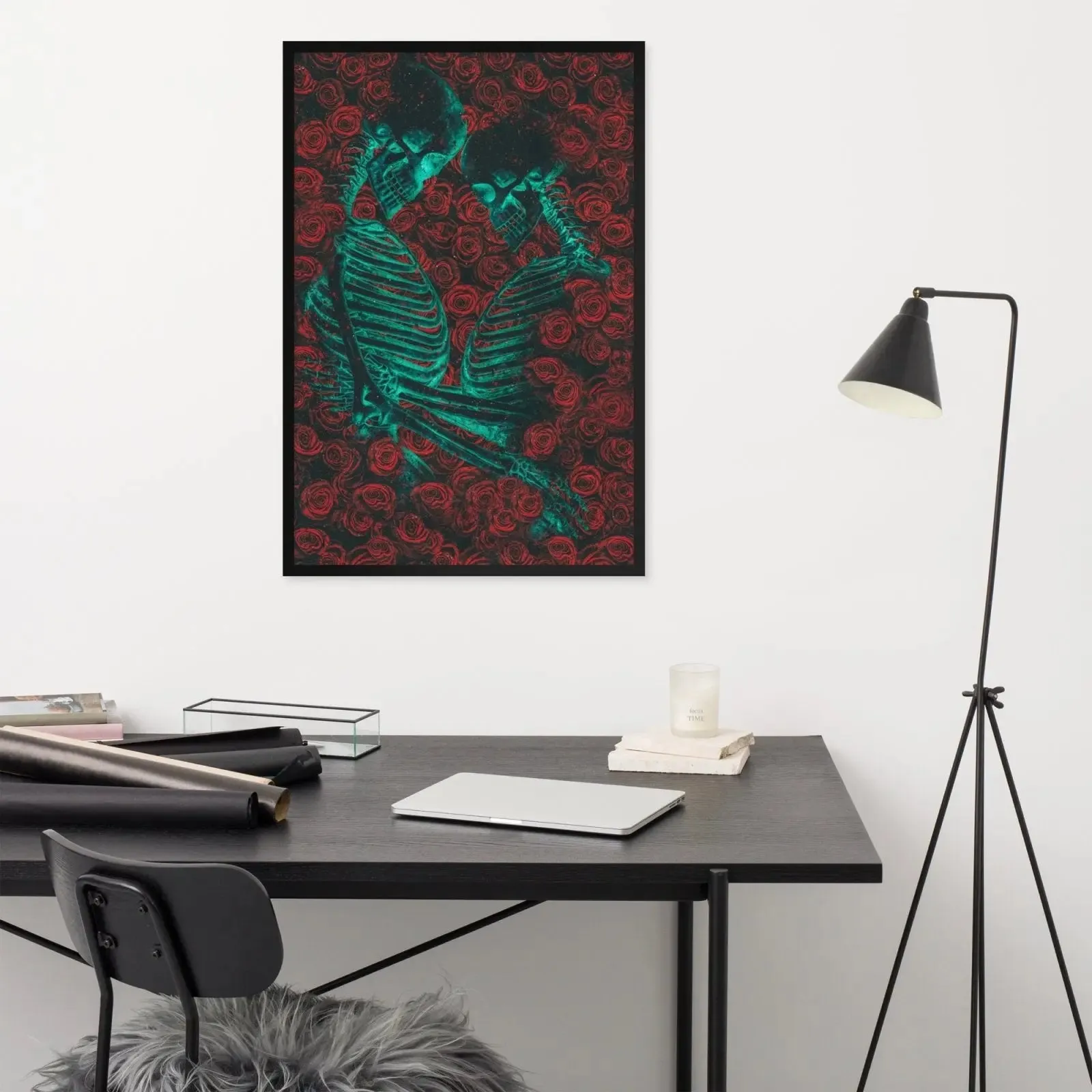 Eternal Embrace – Skeletons in Love Framed Poster