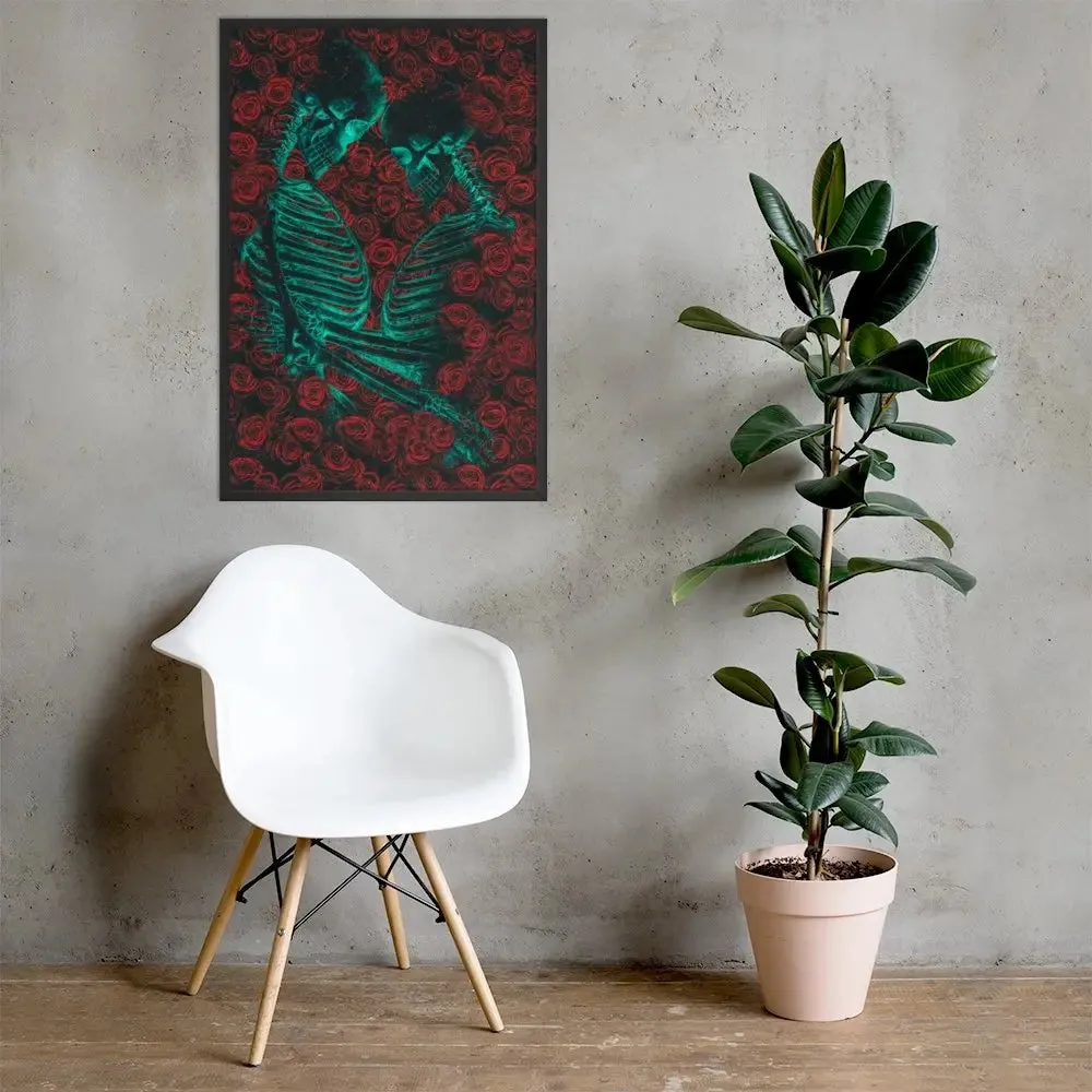 Eternal Embrace – Skeletons in Love Framed Poster