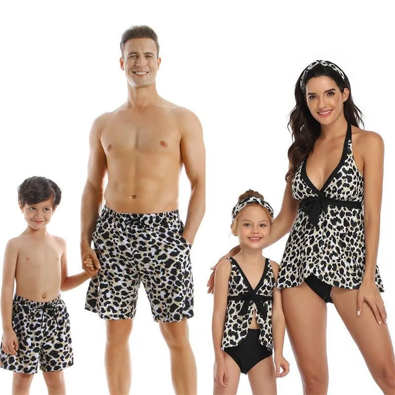 Family Matching Leopard Print Swimwear