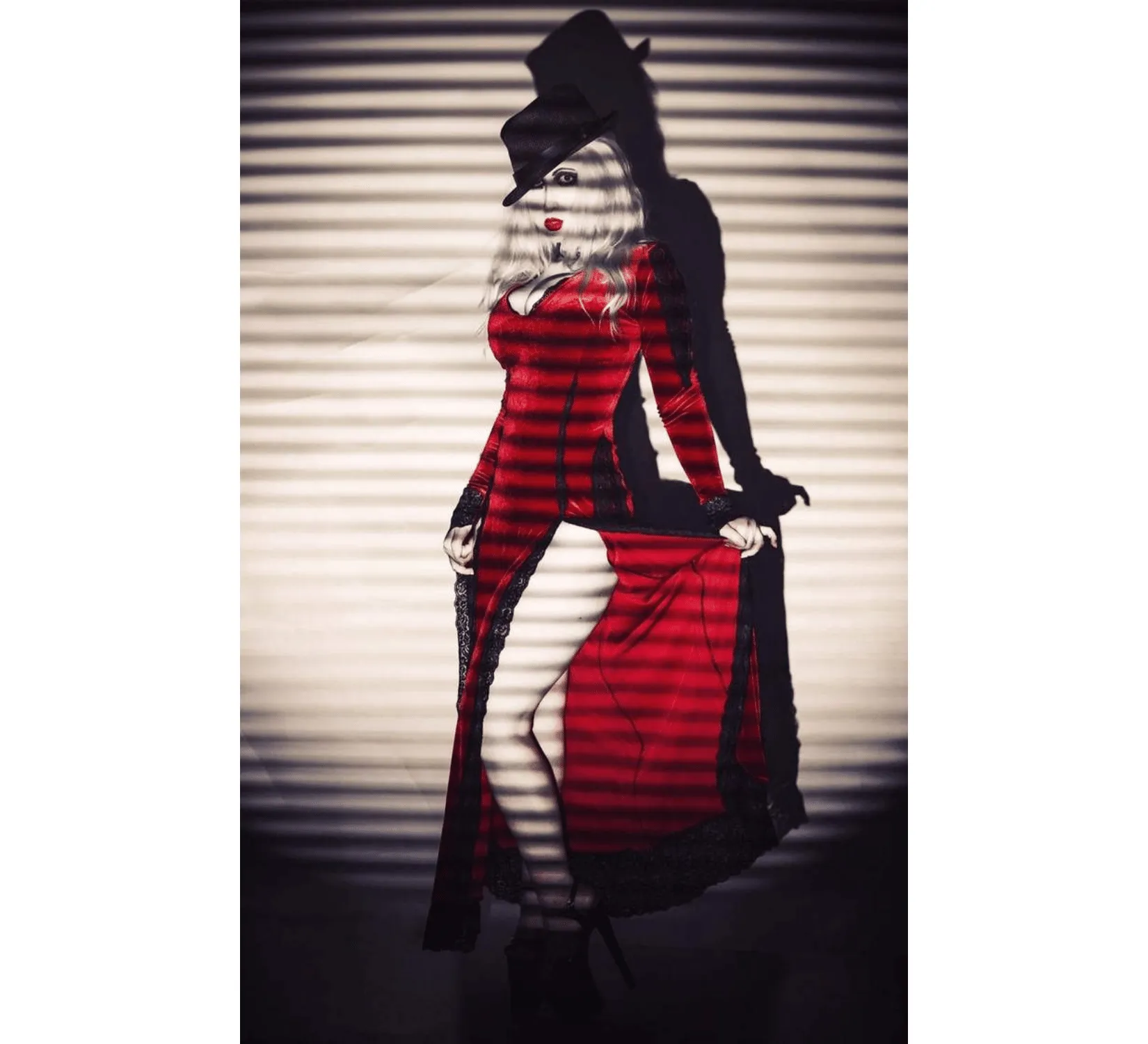 Fantasy Vampire red and black gothic stretch velvet dress