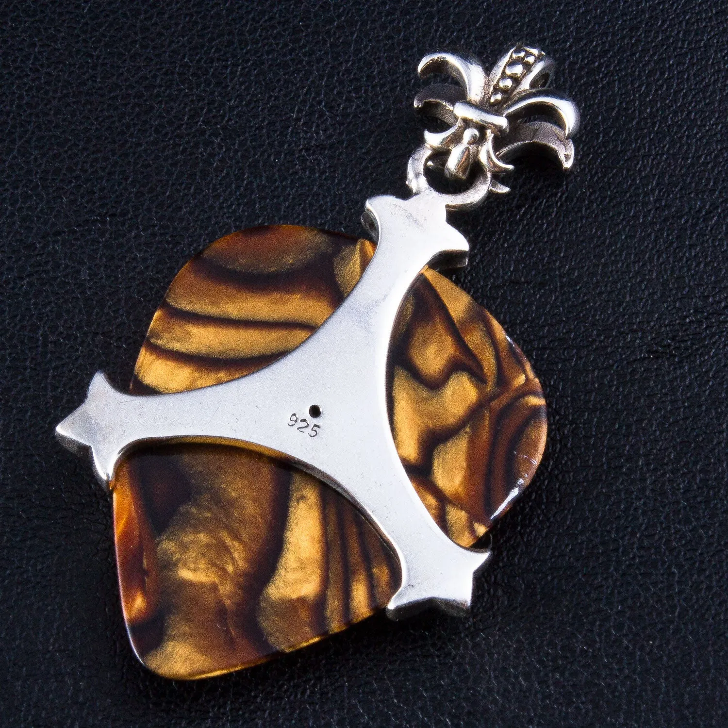 Fleur De Lis Sterling Silver Guitar Pick Holder Pendant