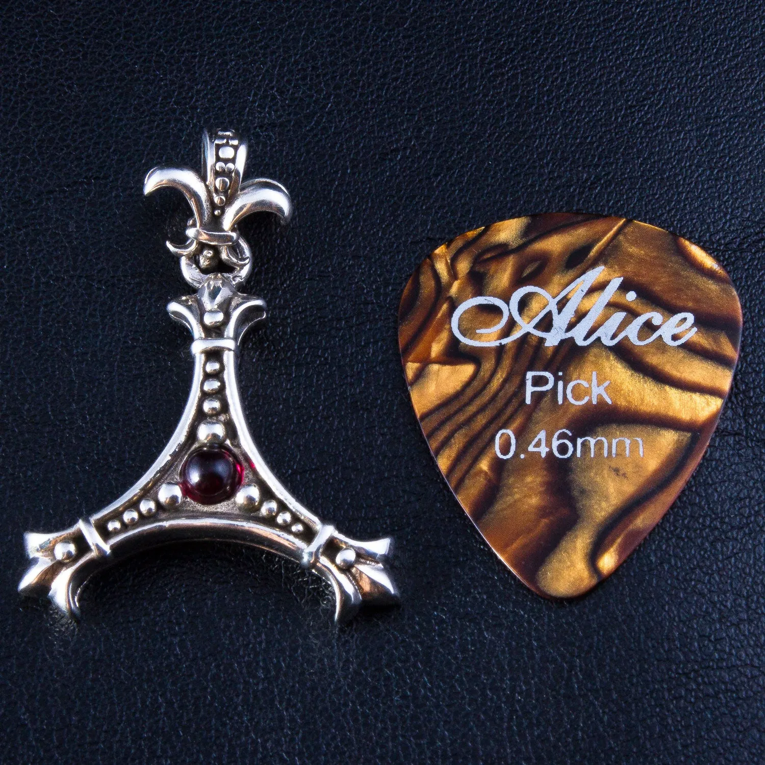 Fleur De Lis Sterling Silver Guitar Pick Holder Pendant