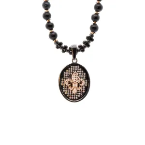 Fleur De Lis Sterling Silver Pendant Labradorite Beaded Necklace