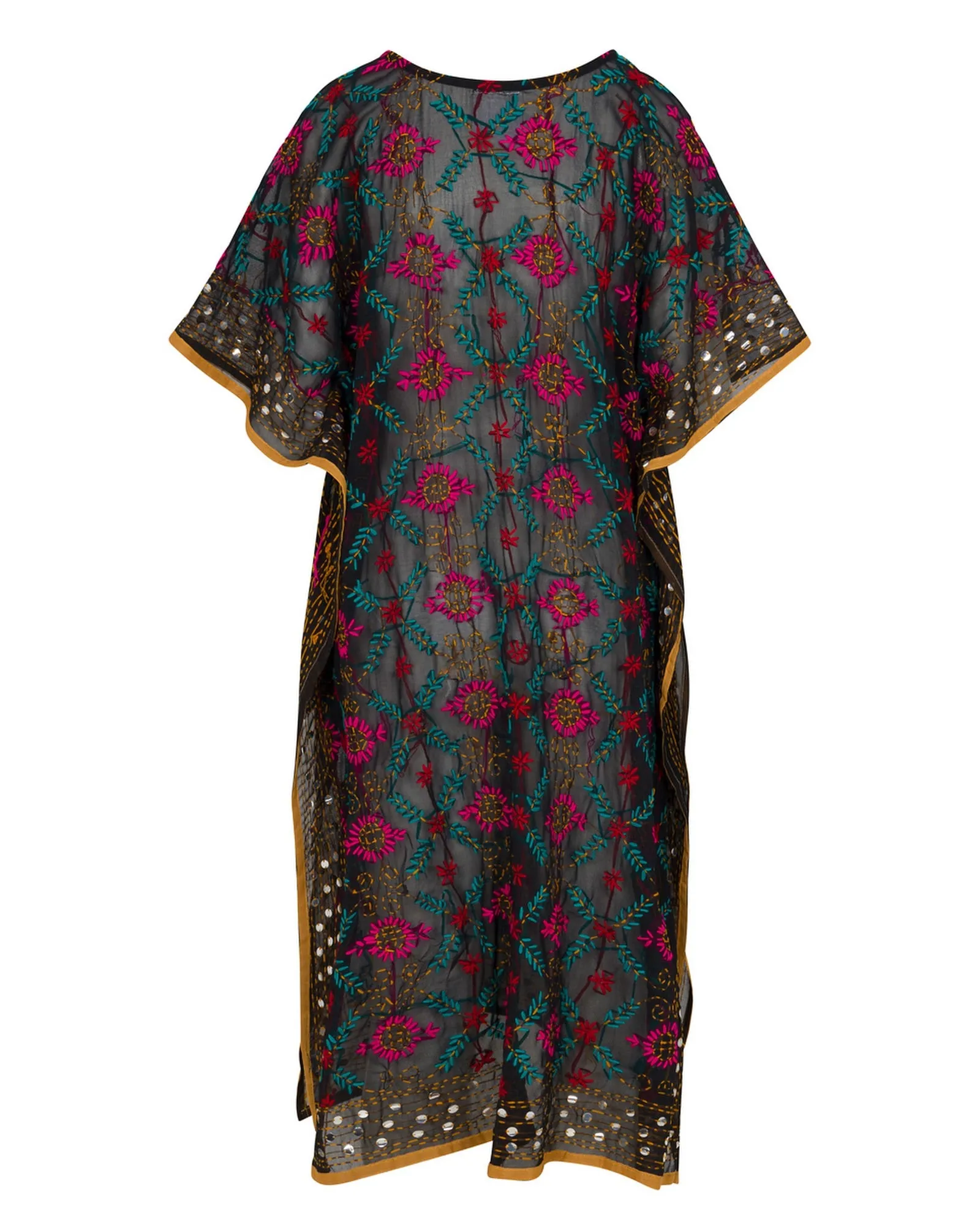Flora Embroidered Caftan - Navy