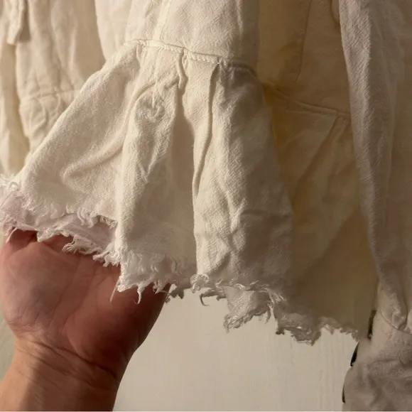 Free People Ariana Lace Trim Jacket- Linen and Viscose, Women’s Size Medium
