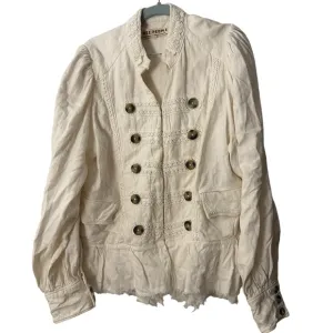 Free People Ariana Lace Trim Jacket- Linen and Viscose, Women’s Size Medium