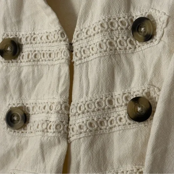 Free People Ariana Lace Trim Jacket- Linen and Viscose, Women’s Size Medium