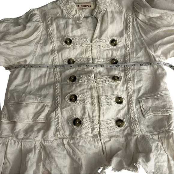 Free People Ariana Lace Trim Jacket- Linen and Viscose, Women’s Size Medium