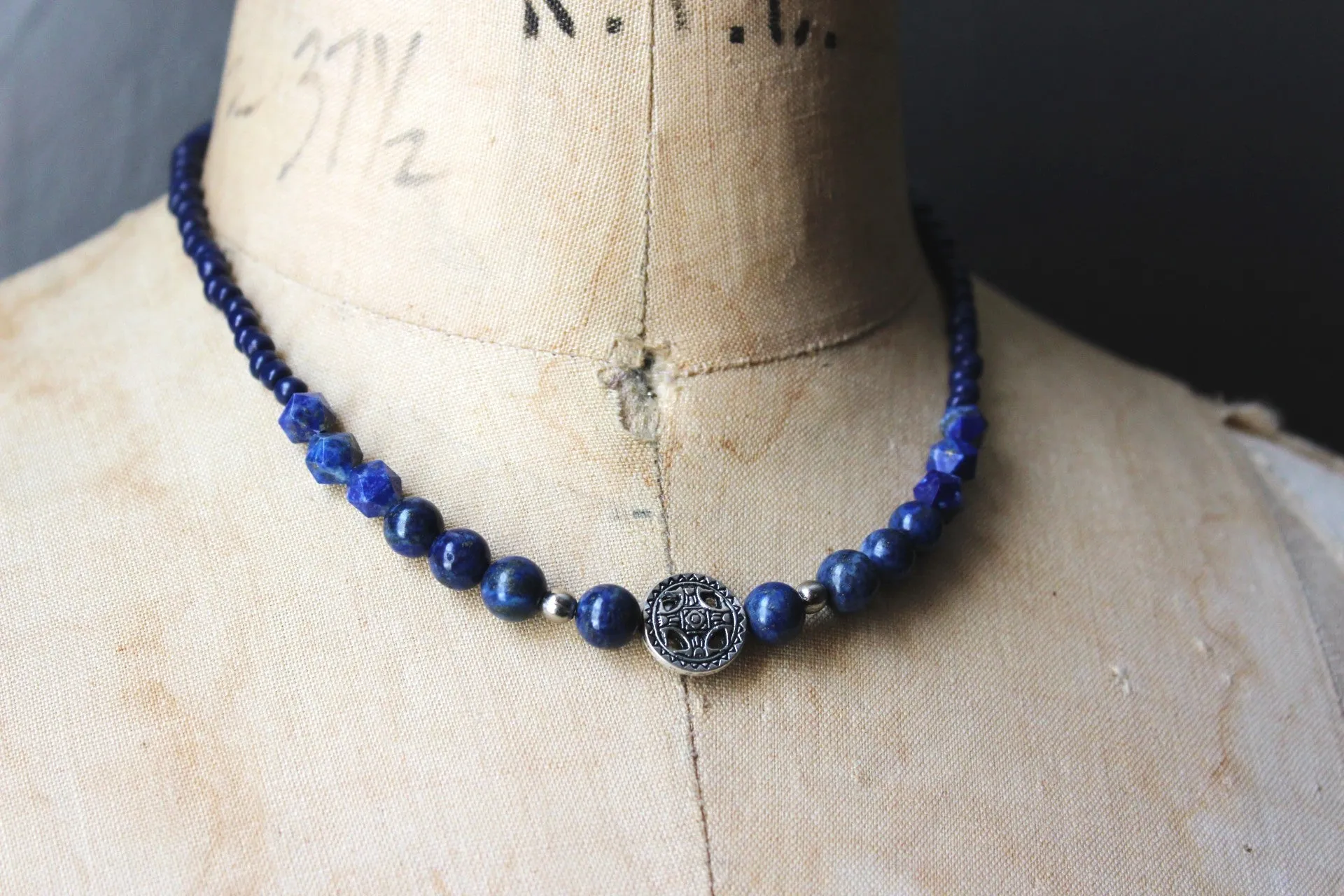 From The North. Lapis & Glass Beaded Necklace.