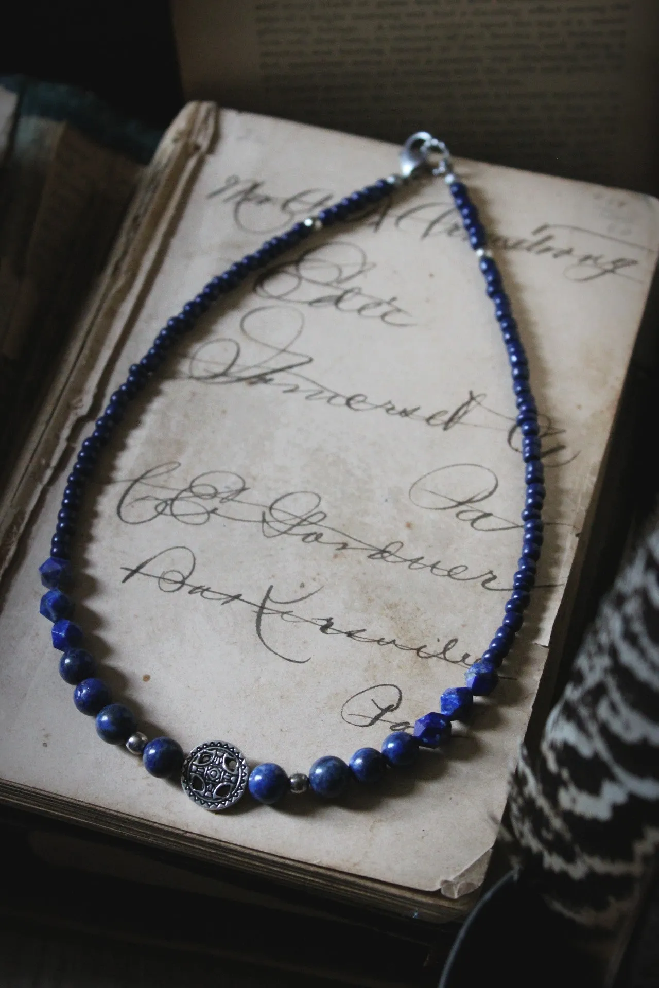 From The North. Lapis & Glass Beaded Necklace.
