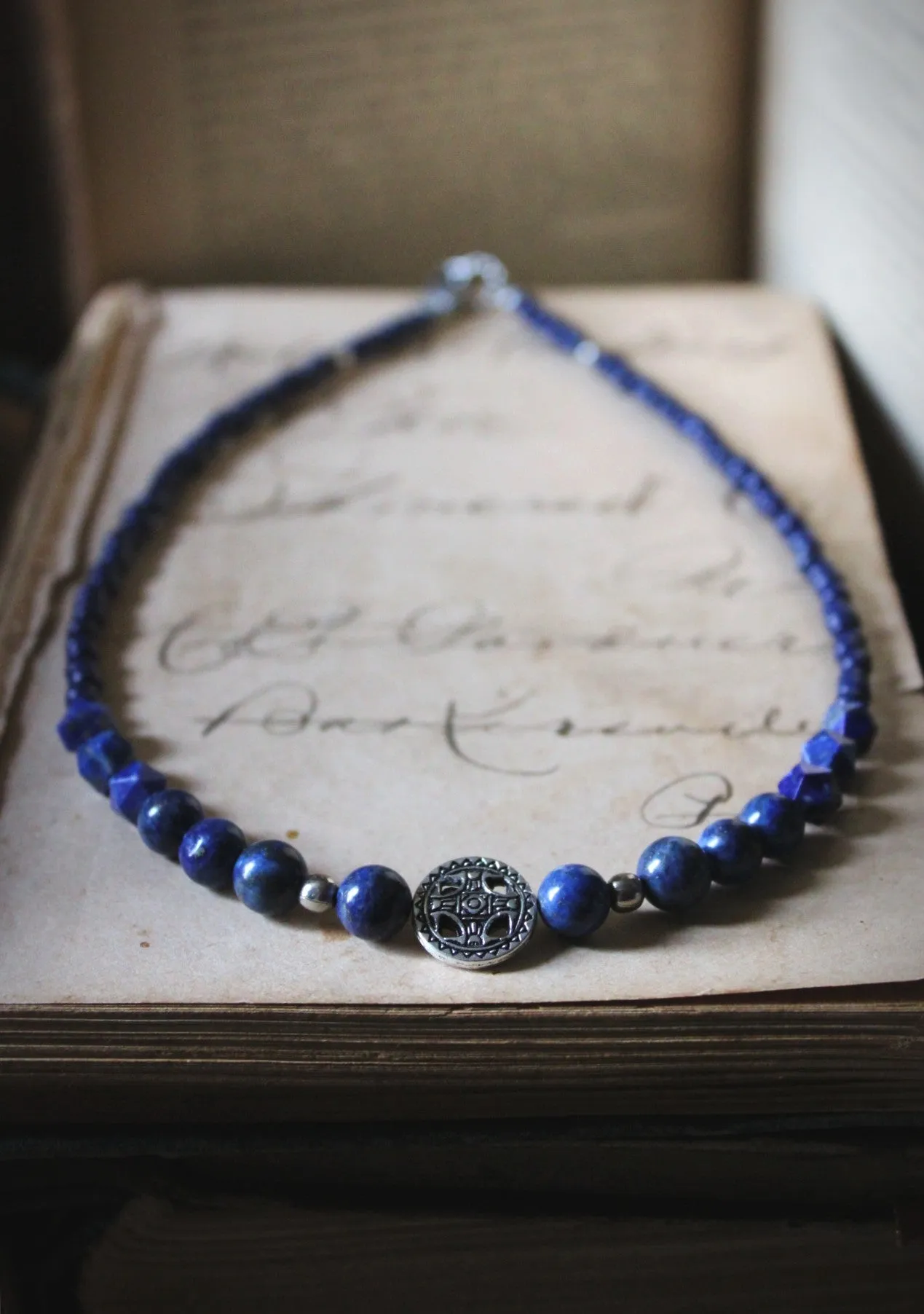 From The North. Lapis & Glass Beaded Necklace.