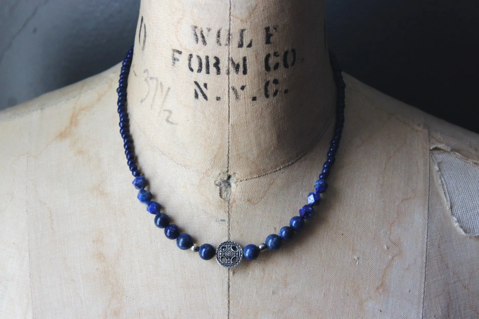 From The North. Lapis & Glass Beaded Necklace.
