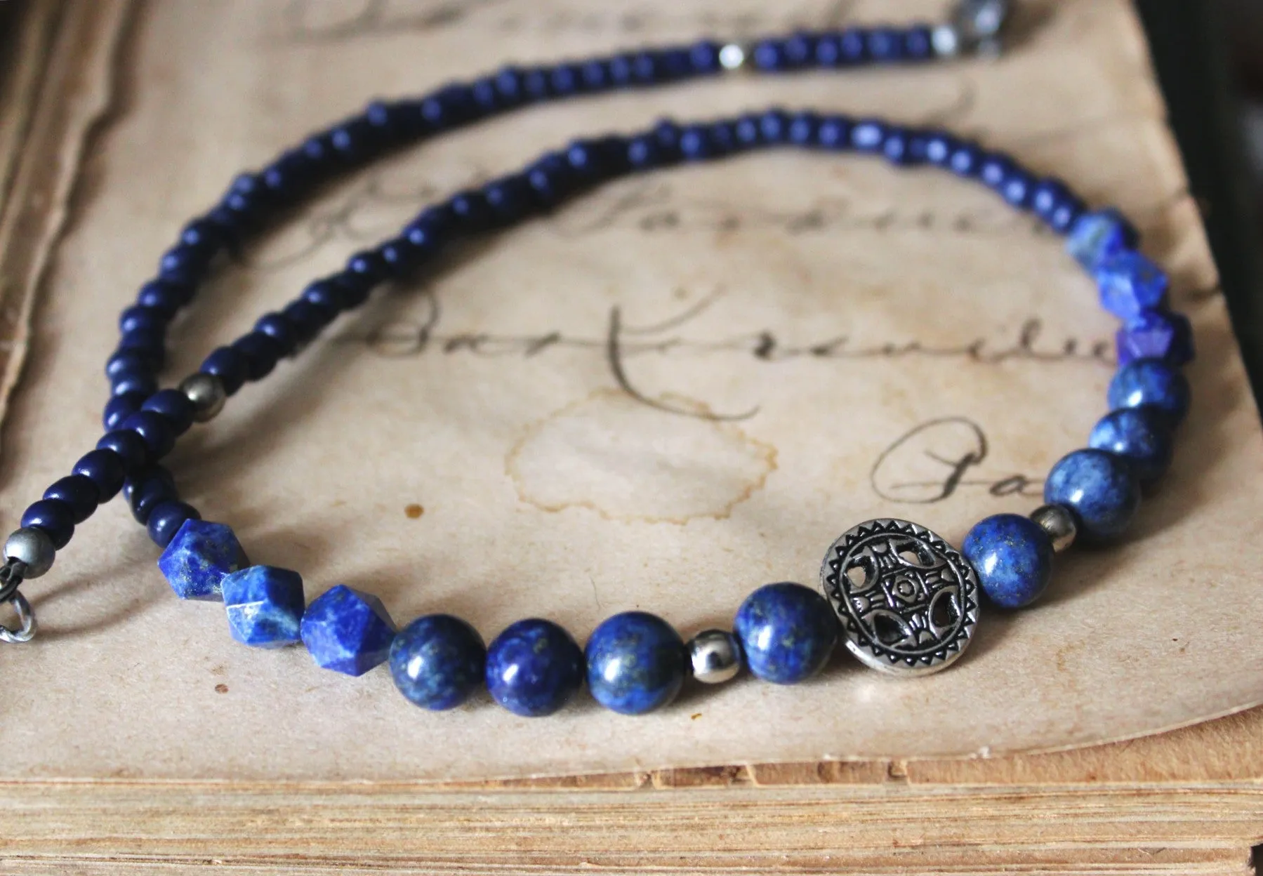 From The North. Lapis & Glass Beaded Necklace.