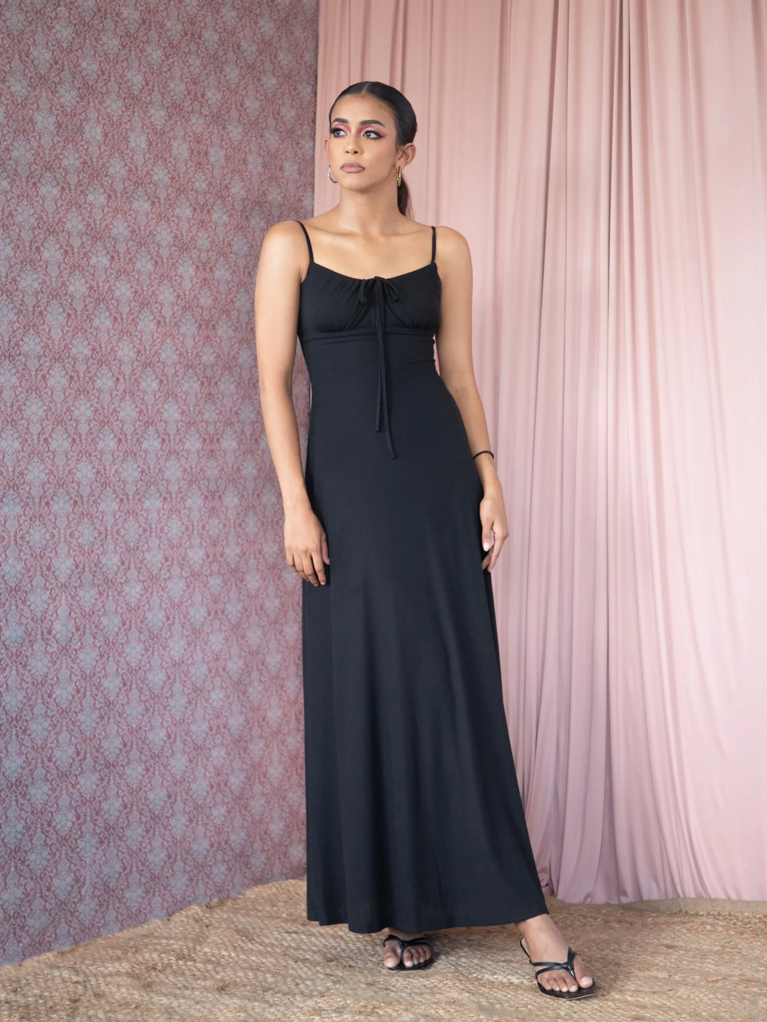Front Tie-Up Midi Dress