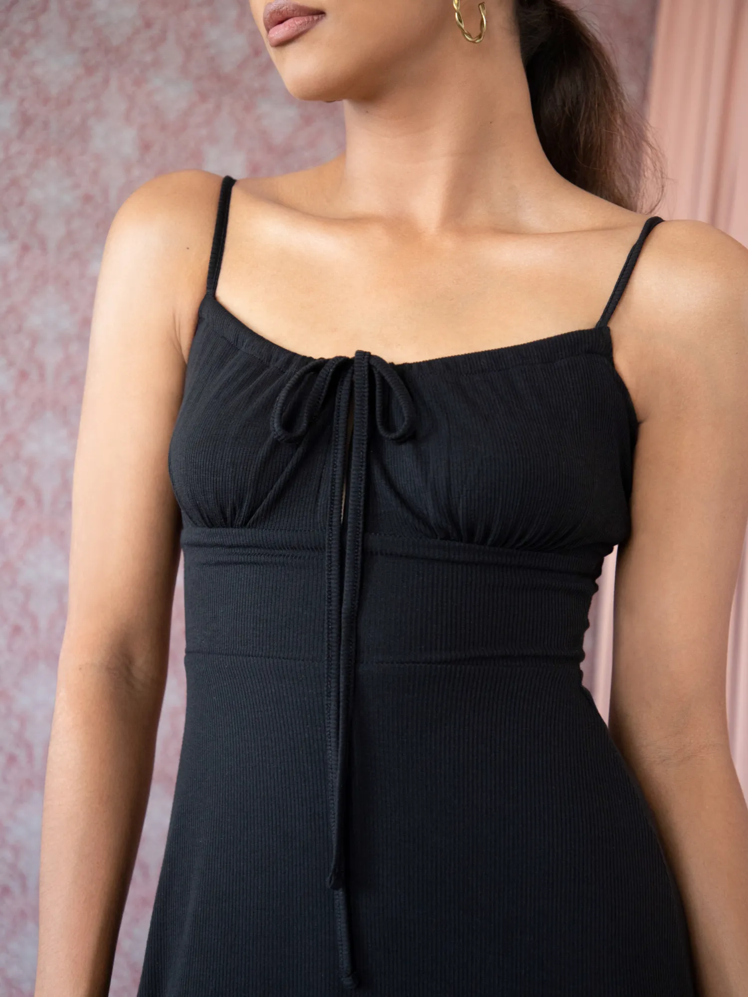 Front Tie-Up Midi Dress