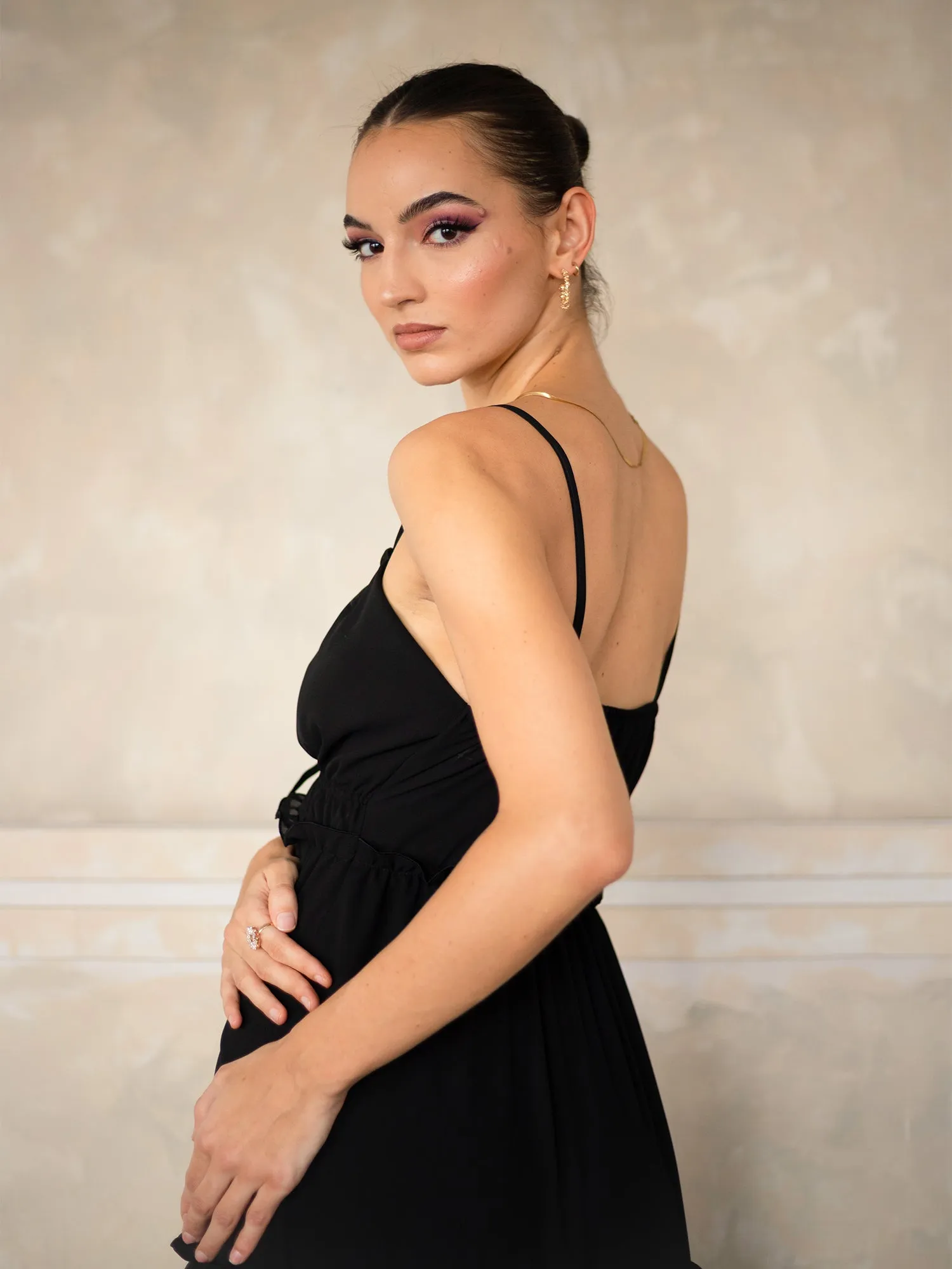 Front Tie up Tiered Maxi Dress