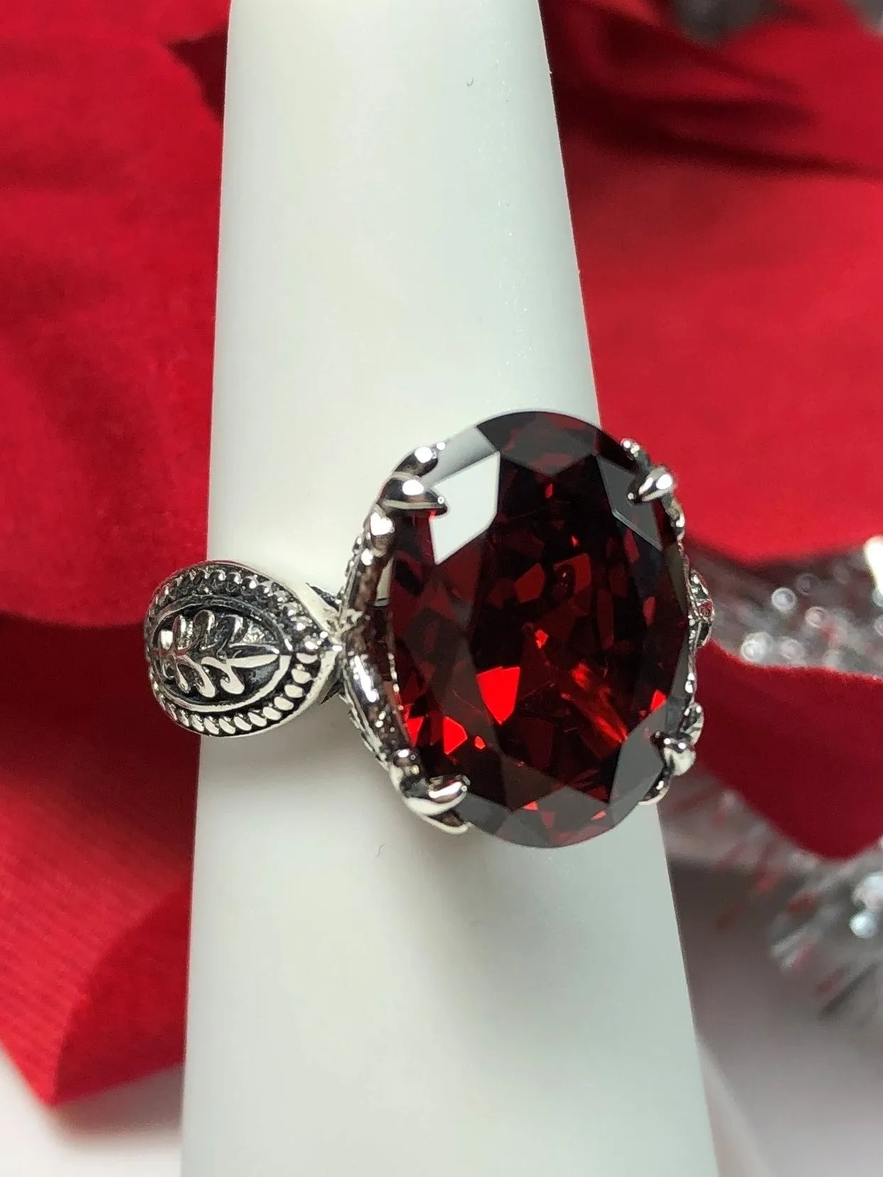 Garnet Cubic Zirconia (CZ) Gothic Ring #D133