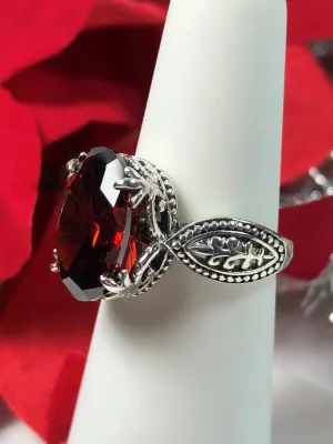 Garnet Cubic Zirconia (CZ) Gothic Ring #D133