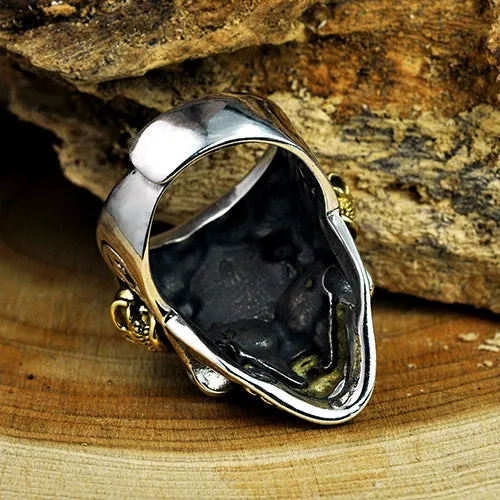 Genuine Solid 925 Sterling Silver Ring Skulls Garnet Gothic Hip Hop Jewelry Open Size 8-14