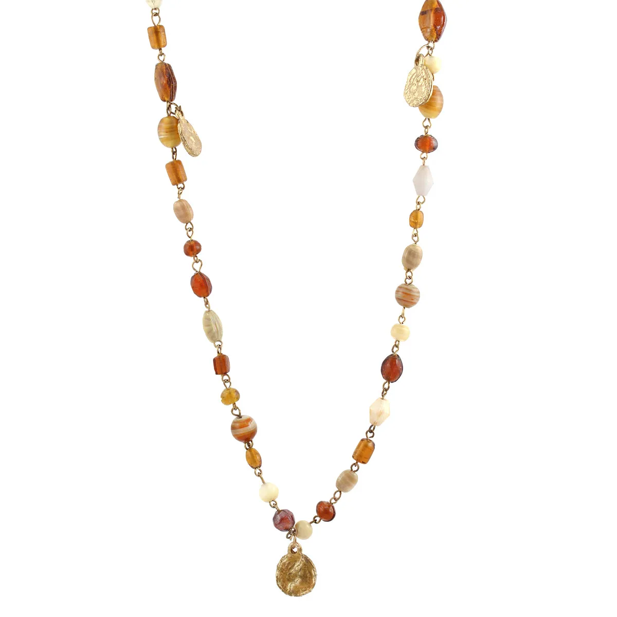 GOLD BROWN BEADS NECKLACES #N53348_GLD-BR (TC22)