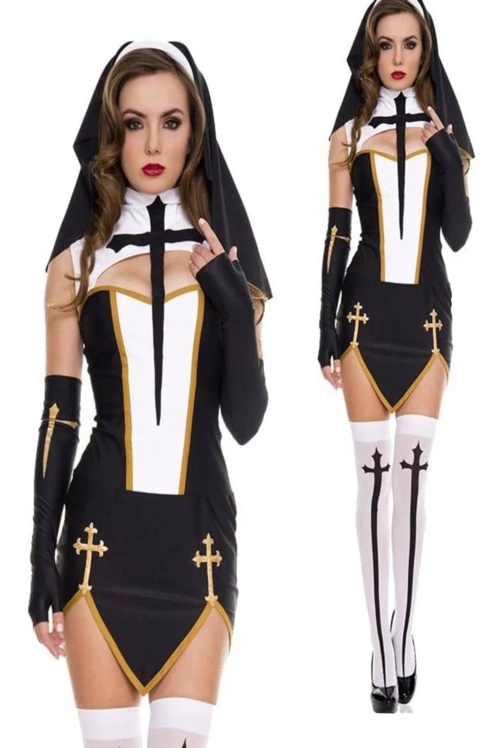Gothic Cross Cosplay Costume Stocking Thigh High Socks