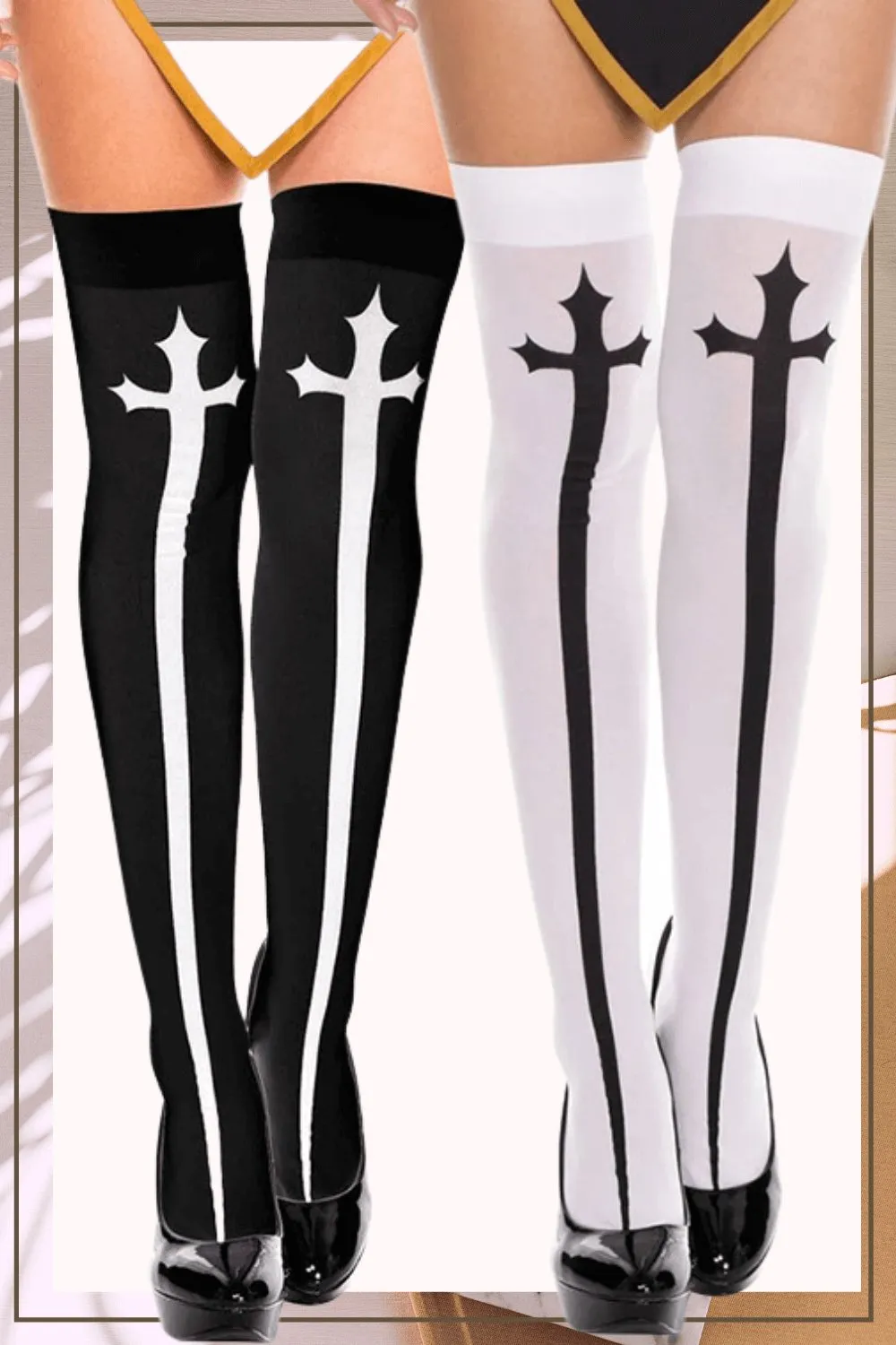 Gothic Cross Cosplay Costume Stocking Thigh High Socks