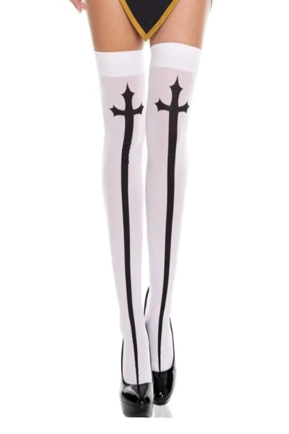 Gothic Cross Cosplay Costume Stocking Thigh High Socks