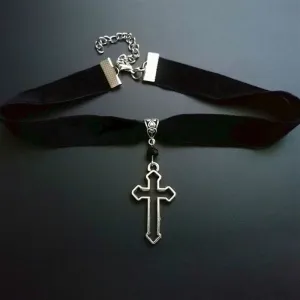 Gothic Cross with Black Glass Earrings Beads Hollow Cross Dangle Silver Colour Goth Jewelry Fashion Novelty Women Gift Friend