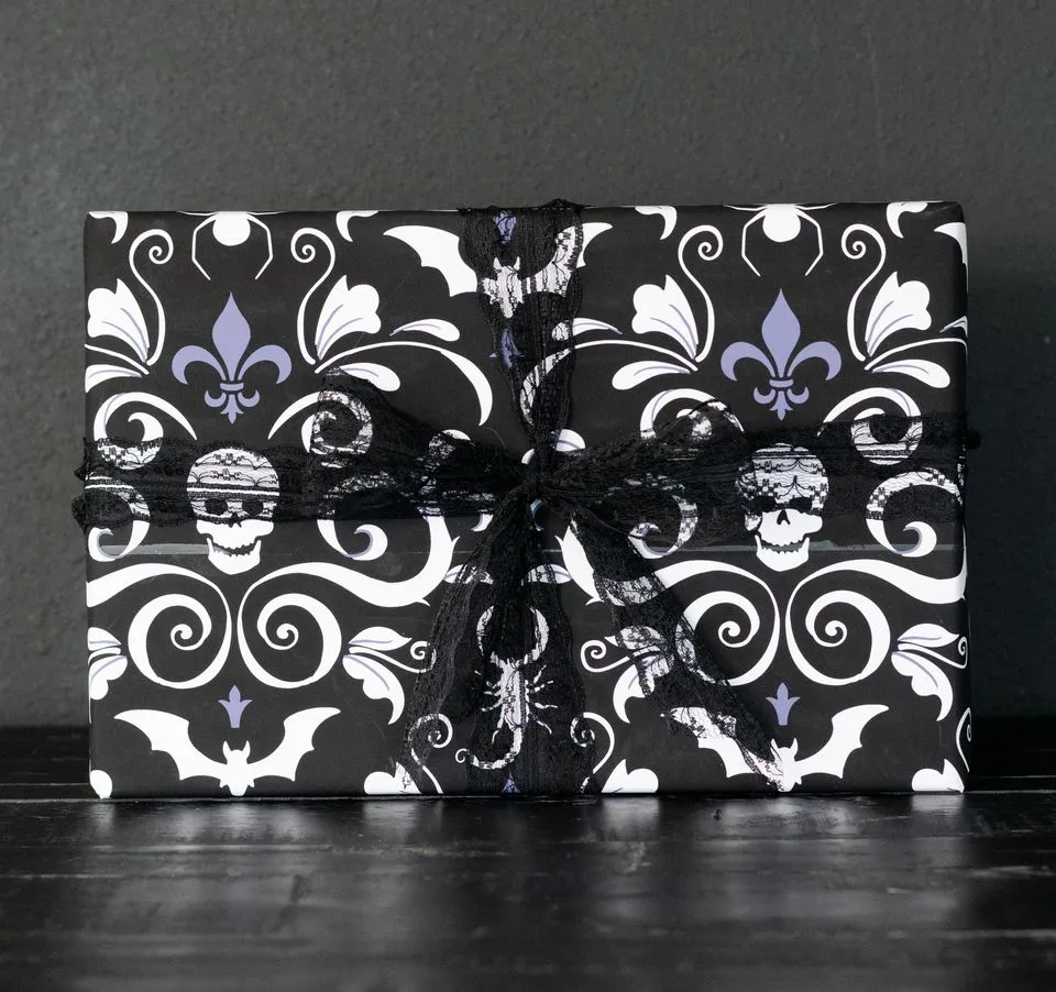 Gothic Damask Gift Wrap Set (5 Sheets)