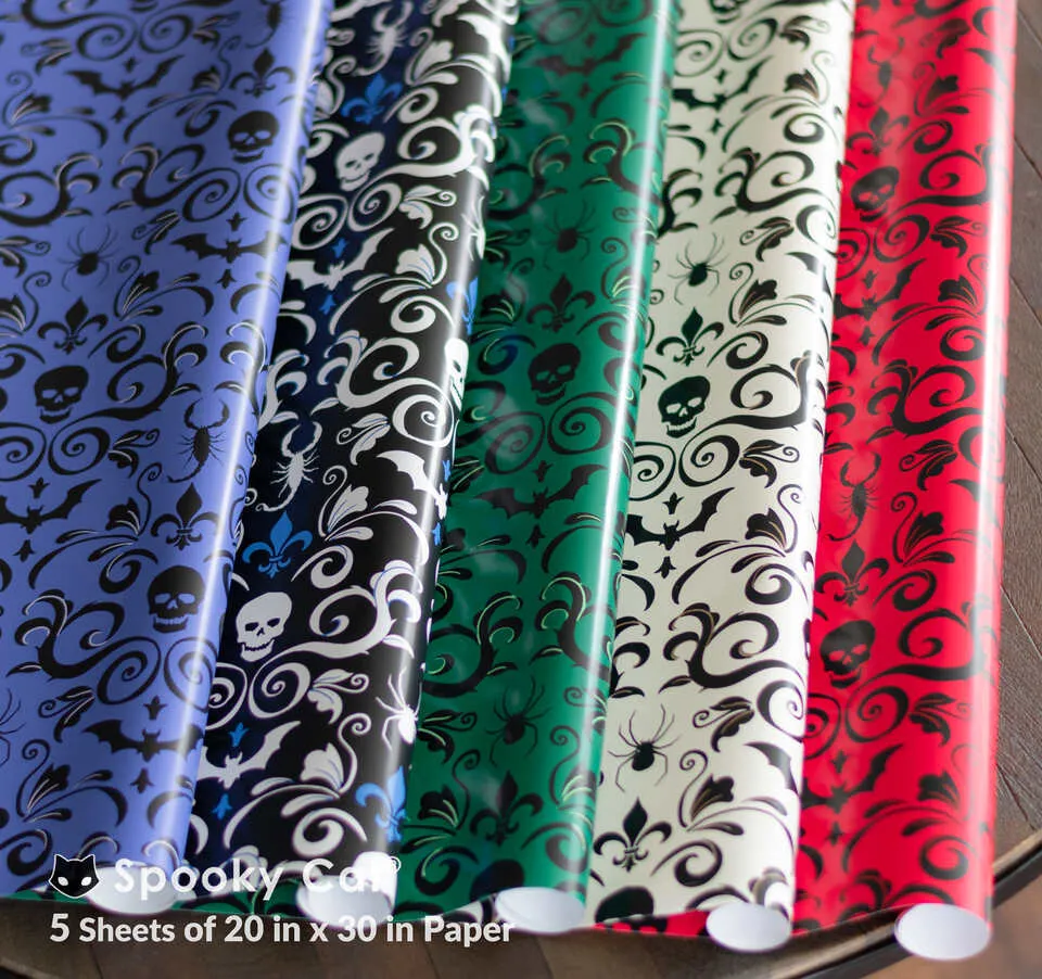 Gothic Damask Gift Wrap Set (5 Sheets)