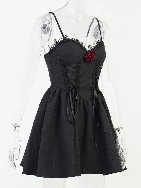 Gothic Lolita Dresses Lace Bows Jacquard Black Black