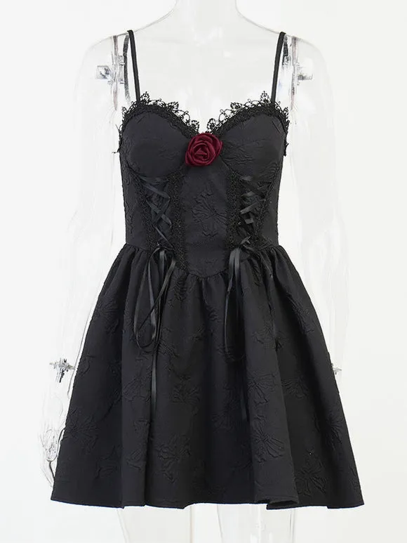 Gothic Lolita Dresses Lace Bows Jacquard Black Black